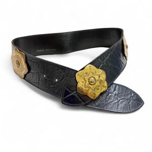 vintage leather belt with gold flowers